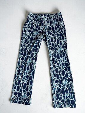 LILLY PULITZER Blue Patterned Ankle Pants Size Medium